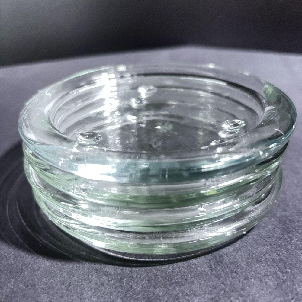 Set Of 4 Trivets Coasters Pillar Candle Trinket Ring Dish‎ Glass Feet Clear 4"